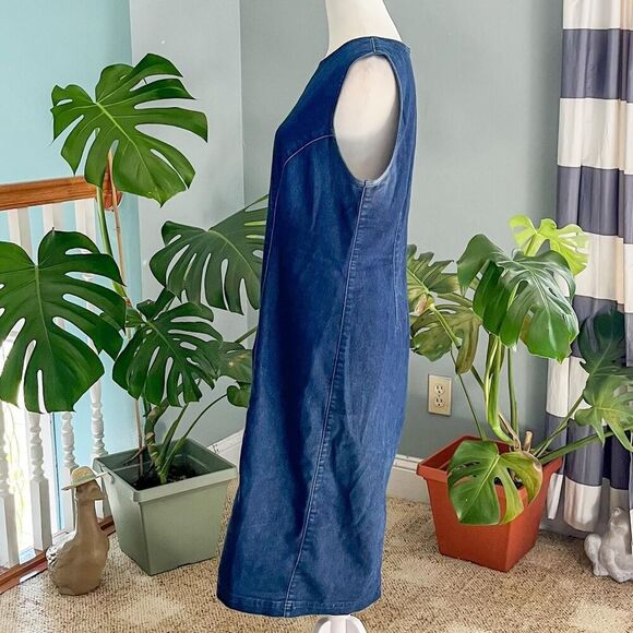 Vintage 90’s Expressions blue denim sleeveless dress with zipper closure size 10 - Picture 2 of 8